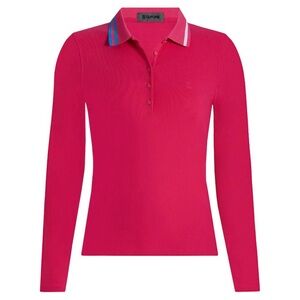 G/FORE Contrast Collar Ribbed Tech
Nylon Longsleeve Golf Polo Framboise S, Small